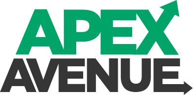 Apex Avenue logo, green and black, stacked.