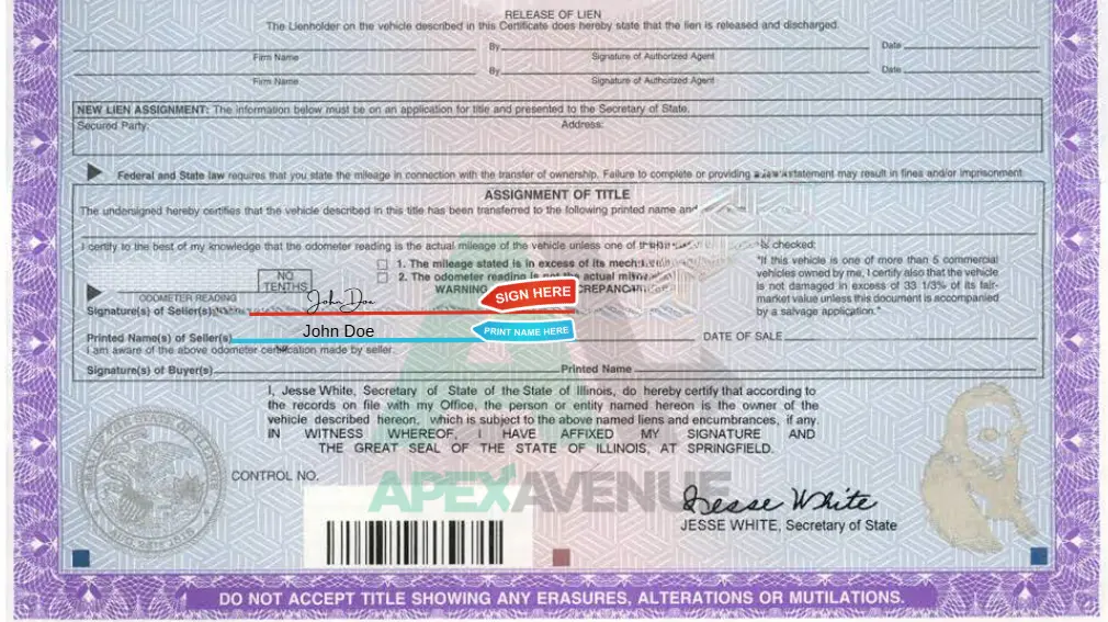 illinois title with single owners signatures