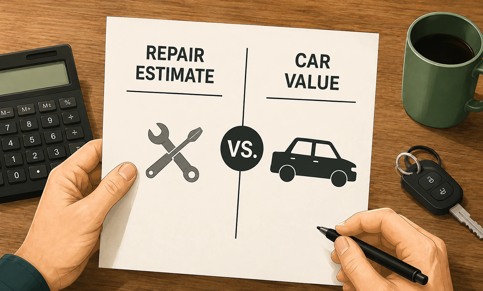 Repair estimate compared with vehicle value